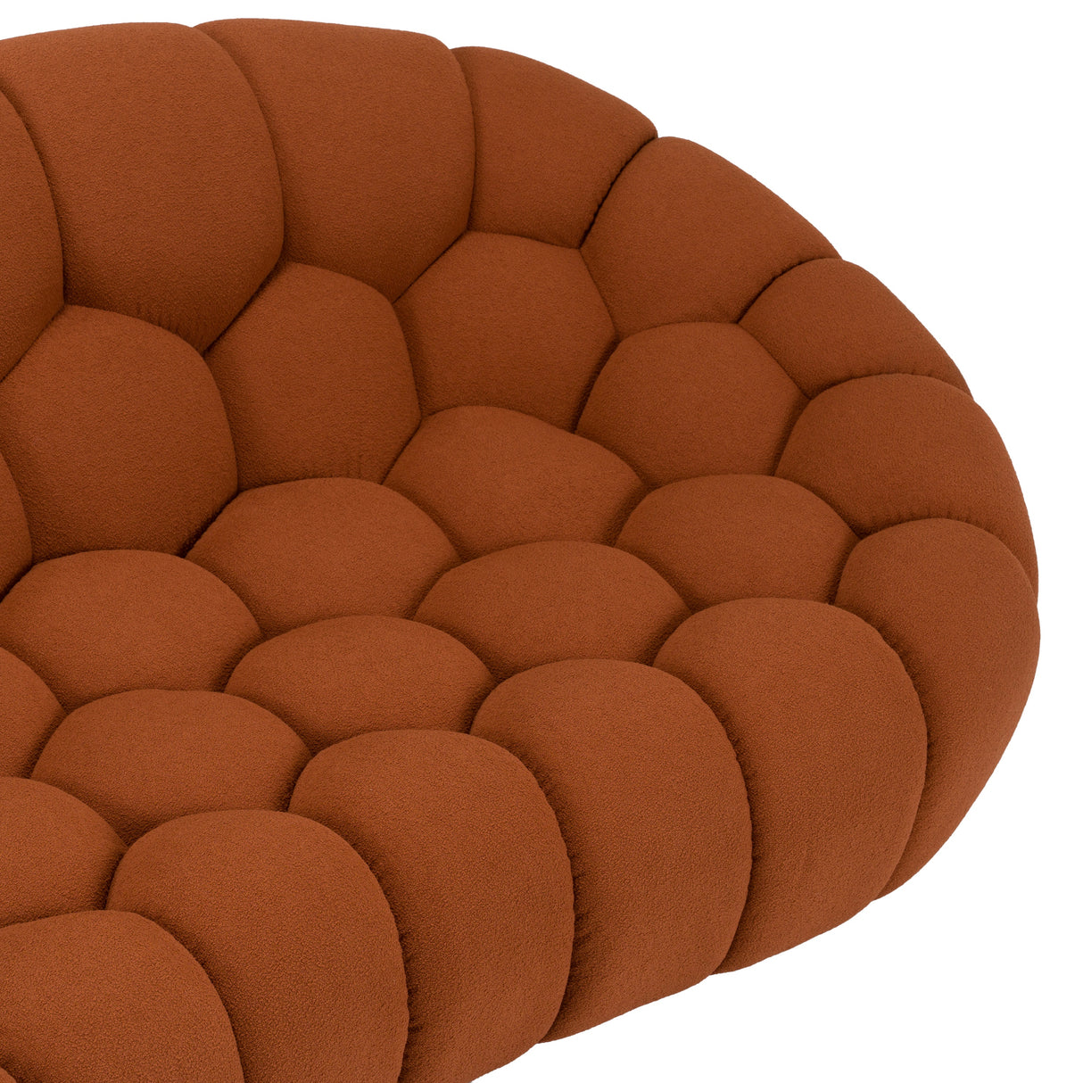 Yolonda - Modern Curved Orange Fabric Sofa - View Image 1