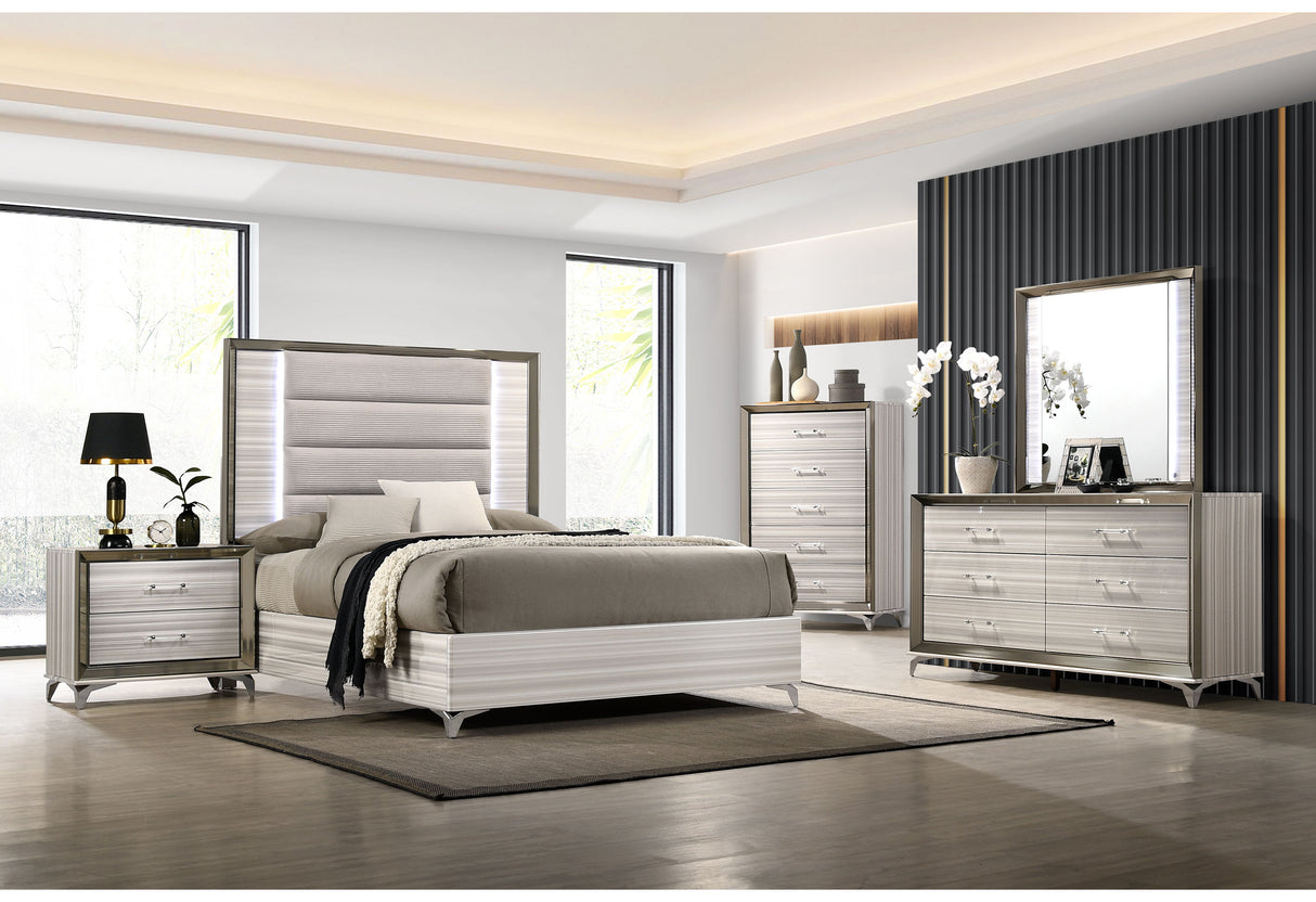 Zambrano White Dresser - Full Bedroom Scene - Global Furniture USA