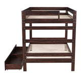 Full over Full Wood Bunk Bed with 2 Drawers, Espresso - Home Elegance USA