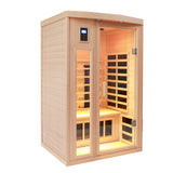 Two-person hemlock far-infrared heating sauna with reading lights + colored lights + Bluetooth + external lights