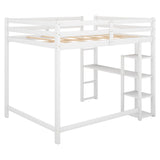 Full Size Loft Bed with Built-in Desk and Shelves,White - Home Elegance USA