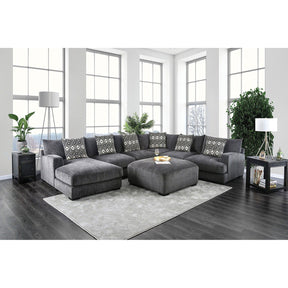 Kaylee - U-Shaped Sectional With Ottoman - Gray - Fabric