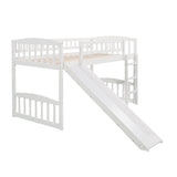 Twin size Loft Bed with Slide and Ladder, White(OLD SKU: LP000504AAK) - Home Elegance USA