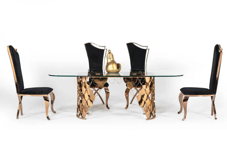 Vig Furniture - Modrest Javier Modern Glass & Rosegold Dining Table - Vgvct088L