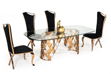 Vig Furniture - Modrest Javier Modern Glass & Rosegold Dining Table - Vgvct088L