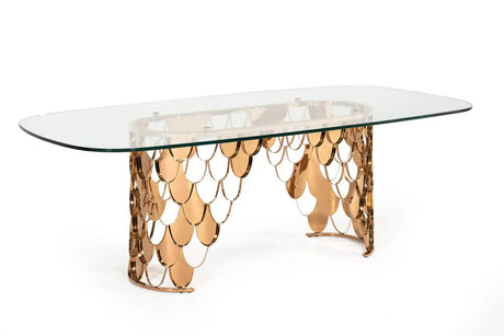 Vig Furniture - Modrest Javier Modern Glass & Rosegold Dining Table - Vgvct088L