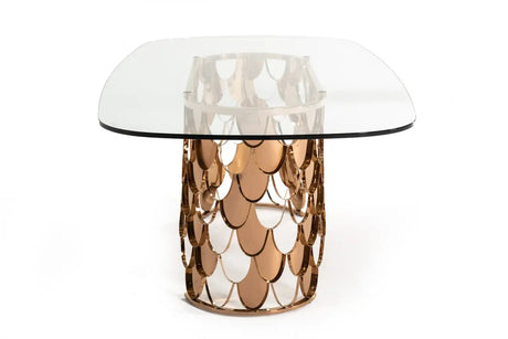 Vig Furniture - Modrest Javier Modern Glass & Rosegold Dining Table - Vgvct088L