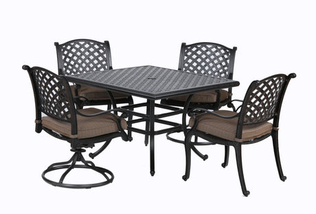 Square 4 - Person 44" Long Aluminum Dining Set with Cushions