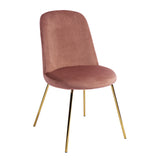 Modern Upholstered Dining Chair Set of 2 with Gold Legs - rose - Home Elegance USA