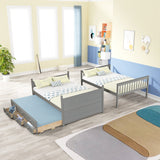 FULL OVER FULL BUNKBED WITH TWIN TRUNDLE AND 3 DRAWERS - Home Elegance USA