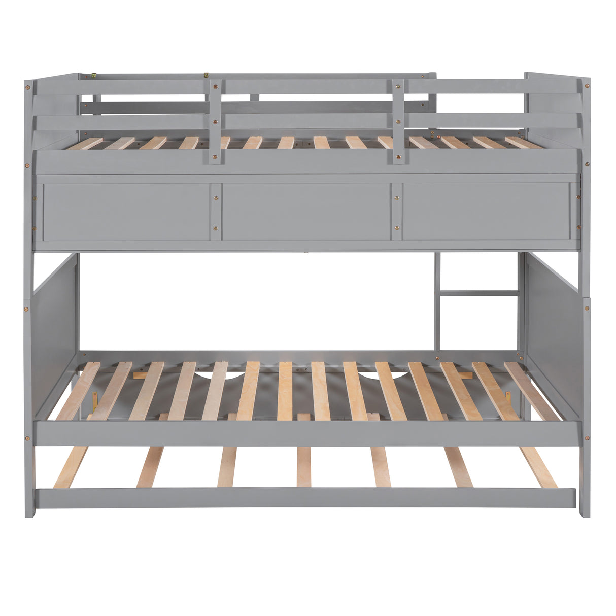 Twin-Over-Twin Bunk Bed with Twin size Trundle , Separable Bunk Bed with Bookshelf for Bedroom -Gray - Home Elegance USA