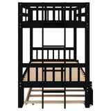 Twin over Pull-out Bunk Bed with Trundle, Espresso - Home Elegance USA
