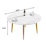 59.05"Modern man - made stone round golden metal dining table - position for 6 people - W1535S00007 - image - 7