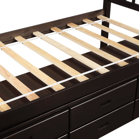 Orisfur. Twin Size Platform Storage Bed Solid Wood Bed with 6 Drawers - Home Elegance USA