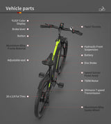 AOSTIRMOTOR new pattern 26" 750W Electric Bike Fat Tire 52V15AH Removable Lithium Battery for Adults