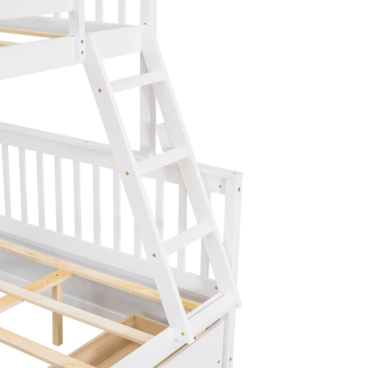 Twin-Over-Full Bunk Bed with Ladders and Two Storage Drawers (White) ( old sku:LT000165AAK） - Home Elegance USA