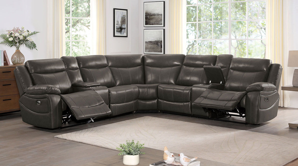 Norfolk - Power Sectional - Gray - Home Elegance USA