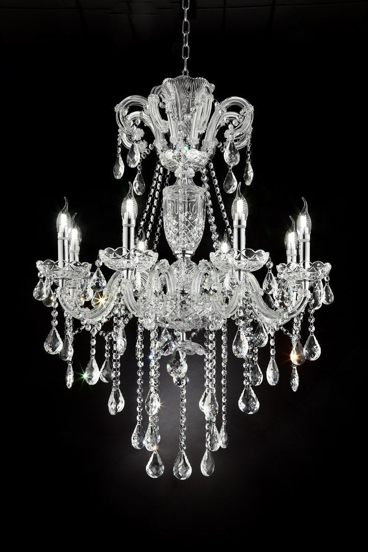 37" In Eilish Silver Crystal 8 - Led Light Chandelier | Home Elegance USA