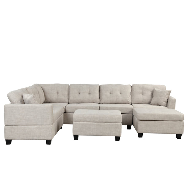 121.3" Oversized Sectional Sofa with Storage Ottoman, U Shaped Sectional Couch with 2 Throw Pillows for Large Space Dorm Apartment - SG000870AAA - image - 1