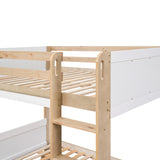 Full over Full Bunk Bed with Storage Shelves, Twin Size Trundle and Ladder, White - Home Elegance USA