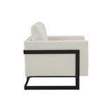 Modrest Prince Contemporary Cream & Black Fabric Accent Chair - Home Elegance USA