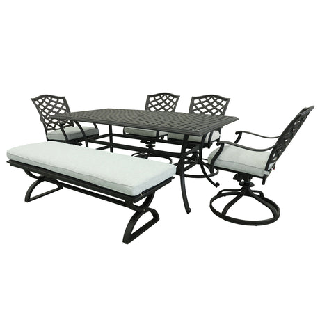 Rectangular 6 - Person 68" Long Dining Set with Cushions, Gray