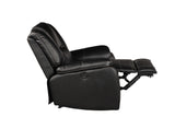 Hong Kong 3 Piece Power Reclining Sofa Set made with Faux Leather in Black Home Elegance USA