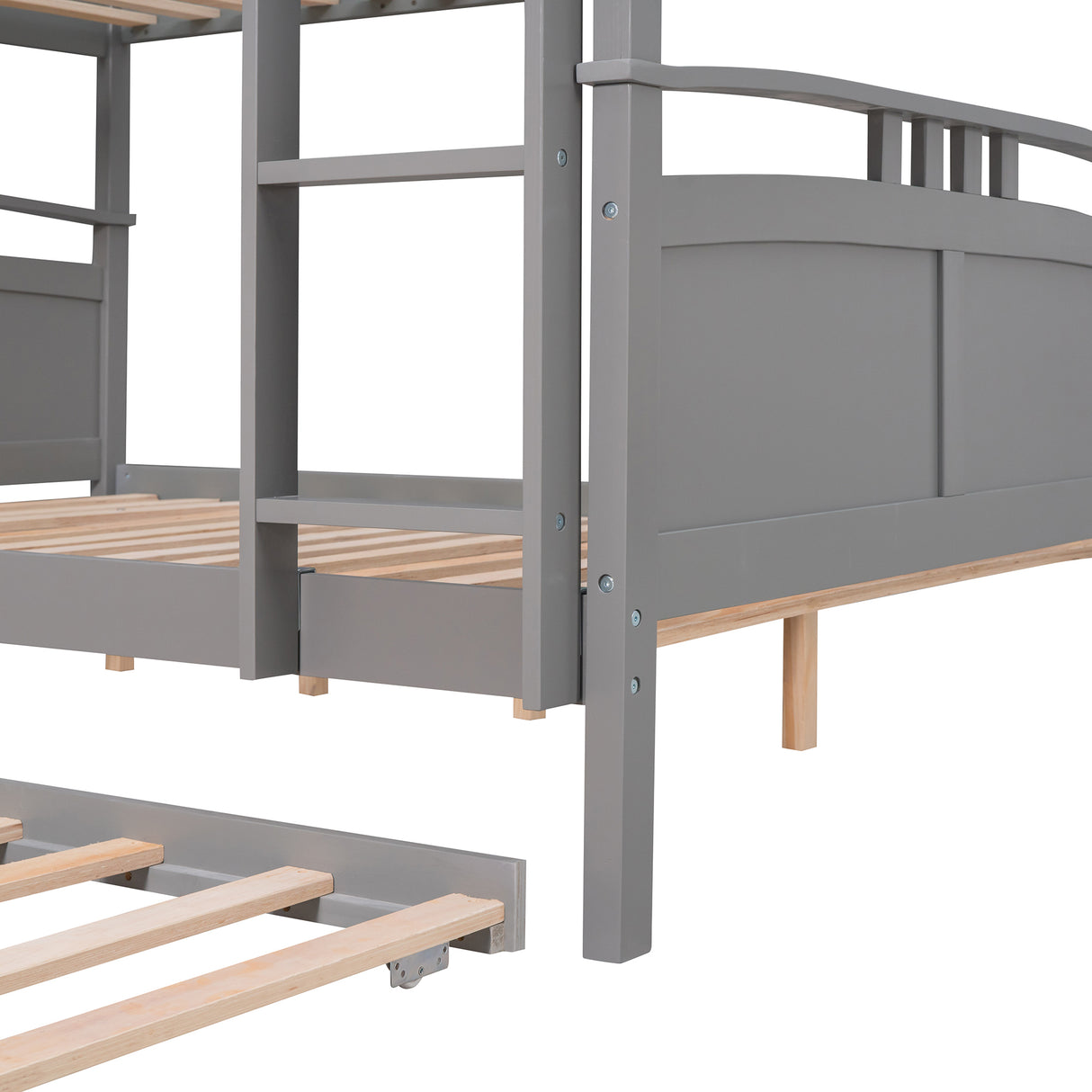 Full-Over-Full Bunk Bed with Twin size Trundle , Separable Bunk Bed for Bedroom - Grey - Home Elegance USA