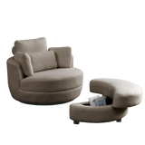 39"W Oversized Swivel Chair with moon storage ottoman for Living Room, Modern Accent Round Loveseat Circle Swivel Barrel Chairs for Bedroom Cuddle Sofa Chair Lounger Armchair, 4 Pillows, Teddy Fabric Home Elegance USA