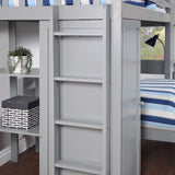 Twin Size Loft Bed with Closet and Desk, Extra Bottom Twin Bed, Grey - Home Elegance USA