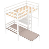 Convertible Loft Bed with L-Shape Desk, Twin Bunk Bed with Shelves and Ladder, White(OLD SKU:SM000209AAK-1) - Home Elegance USA