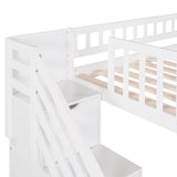 Stairway Twin Size Loft Bed with Two Drawers and Slide, White（OLD SKU:LP000515AAK） - Home Elegance USA