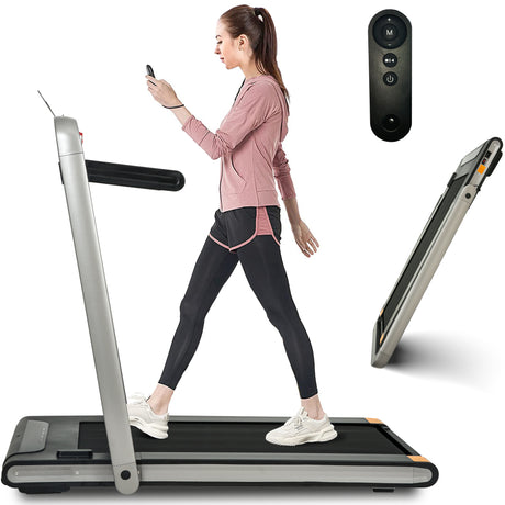 2 in 1 Under Desk Treadmill, 2.5HP Folding Electric Treadmill Walking Jogging Machine for Home Office with Remote Control, Black