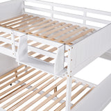 Full-Over-Full Bunk Bed with Twin size Trundle , Separable Bunk Bed with Bookshelf for Bedroom-White - Home Elegance USA