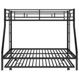 Twin over Full Bed with Sturdy Steel Frame, Bunk Bed with Twin Size Trundle, Two-Side Ladders, Black(OLD SKU:MF194424AAB) - Home Elegance USA