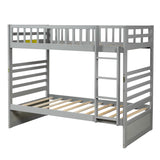 Orisfur. Twin Bunk Beds for Kids with Safety Rail and Movable Trundle bed