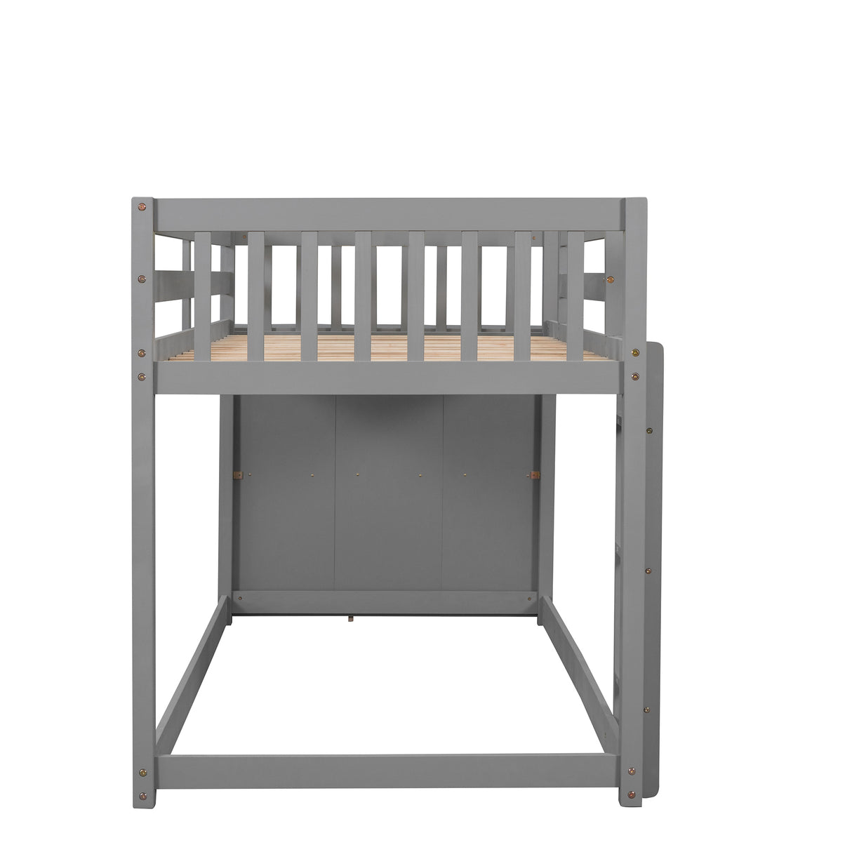 Twin over Twin Bunk Bed with 4 Drawers and 3 Shelves-Gray（OLD SKU: LP000067AAE） - Home Elegance USA