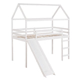 Twin Loft Bed with Slide, House Bed with Slide,White(OLD SKU :WF286245AAK) - Home Elegance USA