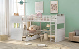 Twin Size Bunk Bed with a Loft Bed attached, with Two Drawers,White - Home Elegance USA