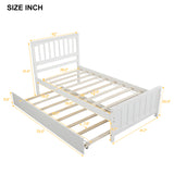 Twin size Platform Bed with Trundle, White - Home Elegance USA