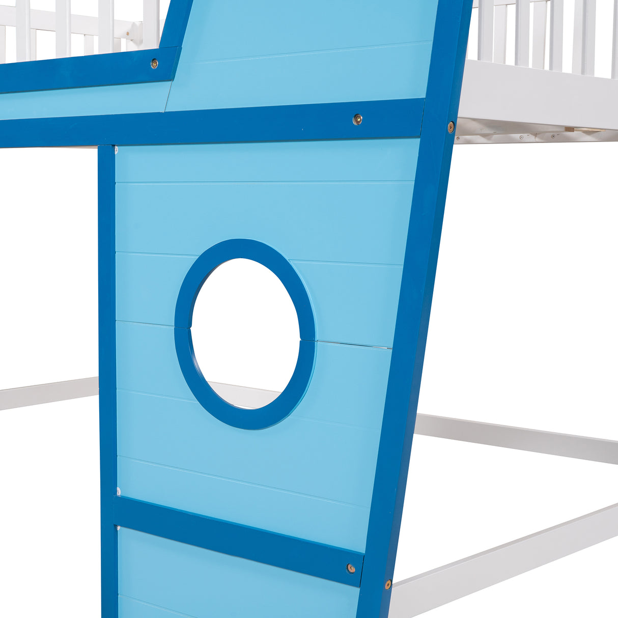 Full Size Boat Shape Loft Bed with Ladder-Blue - Home Elegance USA