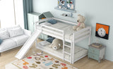 Twin over Twin Bunk Bed with Convertible Slide and Ladder , White(Old SKU:WF281725AAK) - Home Elegance USA