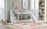 Stairway Twin over Twin Bunk Bed with Two Drawers and Slide, White(OLD SKU :LT000155AAK) - Home Elegance USA