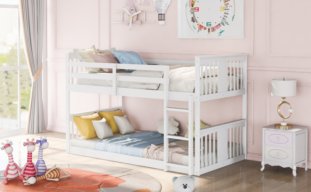 Twin Over Twin Bunk Bed with Ladder, White (Old SKU:LP000107AAK) - Home Elegance USA