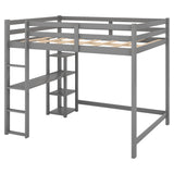 Full Size Loft Bed with Built-in Desk and Shelves,Gray - Home Elegance USA