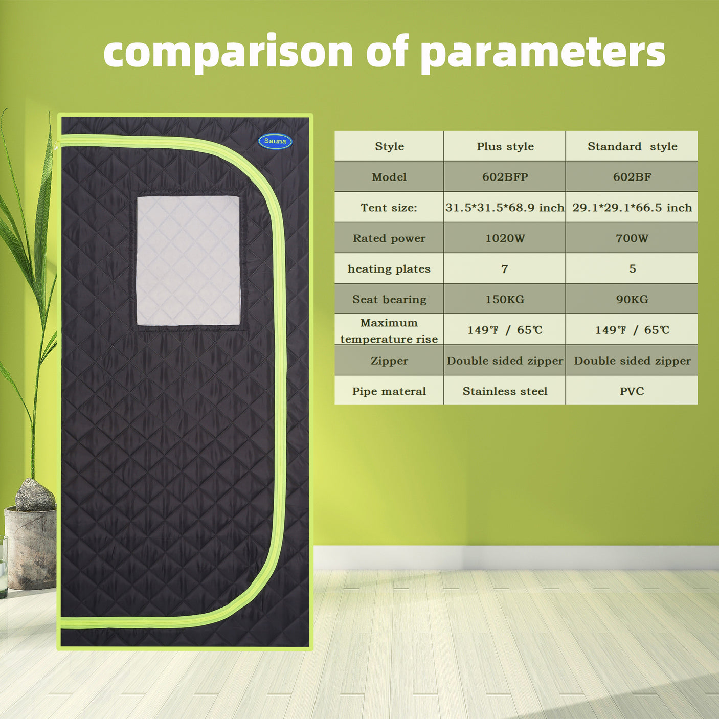 Portable Plus Type Full Size Far Infrared Sauna tent. Spa, Detox ,Therapy and Relaxation at home.Larger Space,Stainless Steel Pipes Connector Easy to Install, with FCC Certification--Black