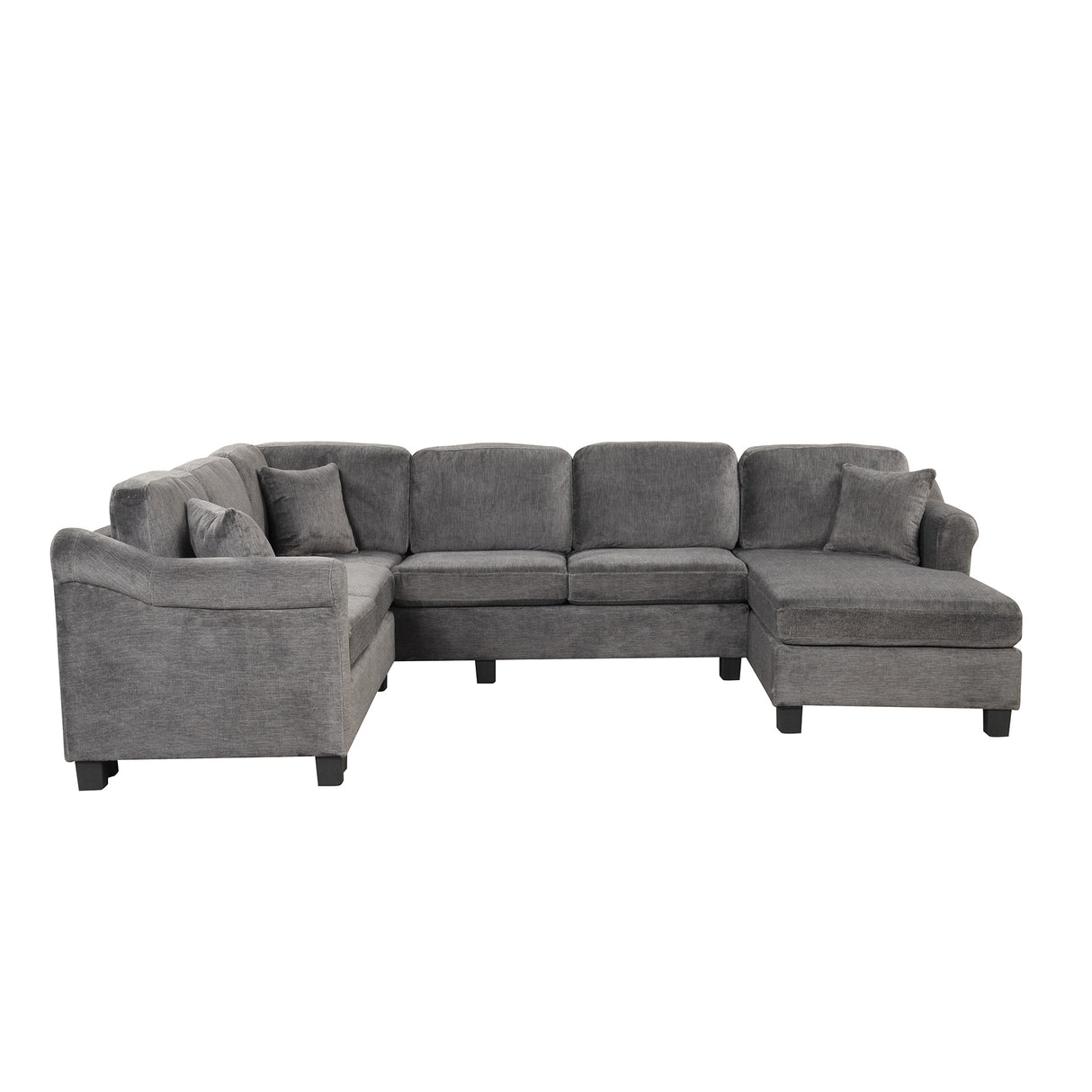 122.1" *91.3" 4pcs Sectional Sofa with Ottoman with Right Side Chaise velvet fabric Dark Gray | Home Elegance USA