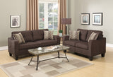 Living Room Furniture 2pc Sofa Set Chocolate Polyfiber Sofa And Loveseat w pillows Cushion Couch Home Elegance USA