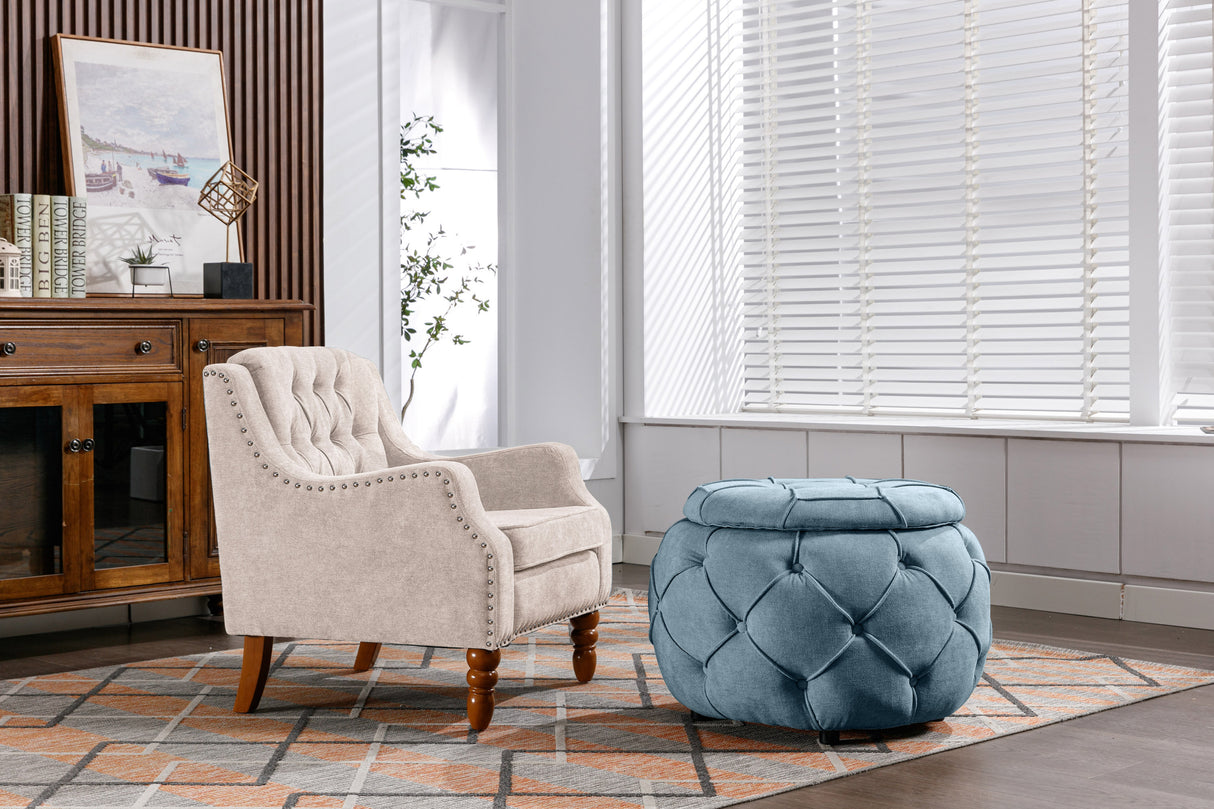 Features modern lounge chair can be combined storage footstool, sofa chair casual bedroom chair can be matched with non-slip footstool sofa chair stool storage footstool home accessories 2 in 1 seat - Home Elegance USA