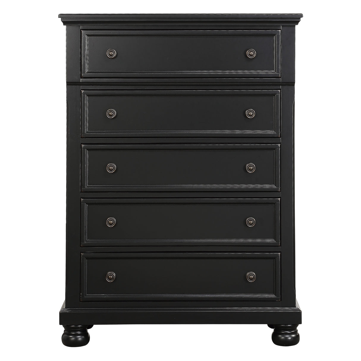 Casual Transitional Styling 1pc Chest of Drawers Black Finish Bun Feet Bedroom Furniture - Home Elegance USA